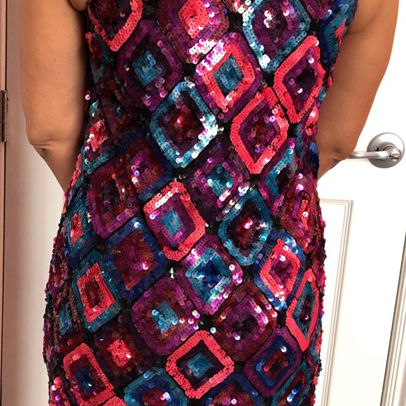 Trina Turk multi colored sequin dress size 4 - Picture 4 of 7